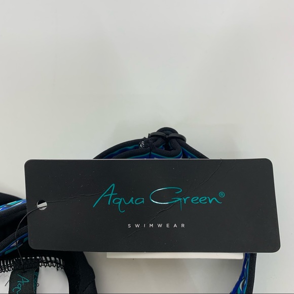 Aqua Green Retro Tropical Leaf Adjustable Strap One Piece Swimsuit Nwt New Small - Picture 11 of 16